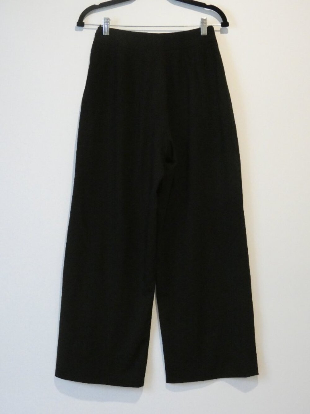 GIORGIO ARMANI Black 100% Wool Wide Leg Side-Zip Pants Made in Italy Size 46